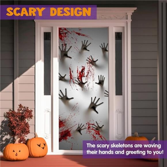 Halloween Haunted House Decoration Window Door Cover Zombie Hands - Picture 4 of 8